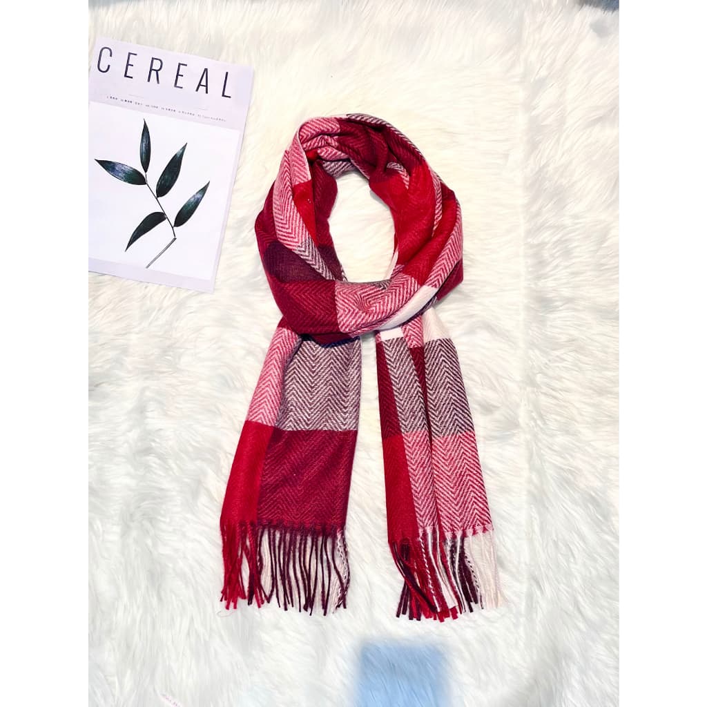 Cachecol Echarpe Xale Pashmina Xadrez Feminina Com Franjas Presente