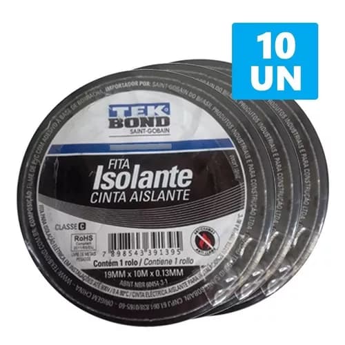 Fita Isolante Tekbond 19mm X 10m C/ 10 Unidades