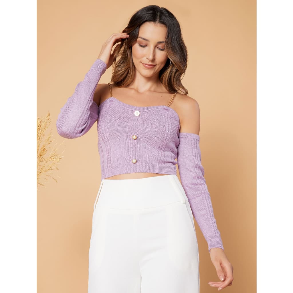 CORRENTE corrente TOP MANGA LONGA  moda Blogueira Tendencia