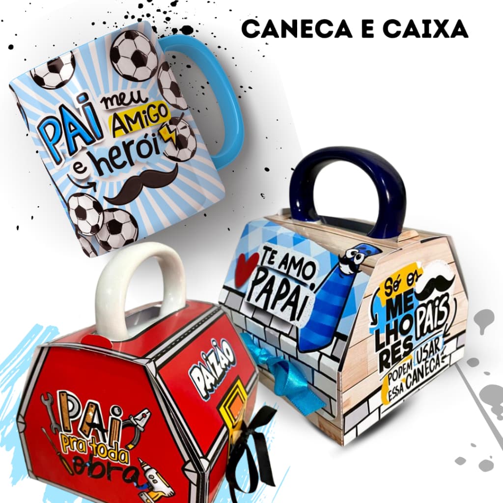KIT PRESENTE DIA DOS PAIS CANECA E CAIXA PARA CANECA PERSONALIZADOS