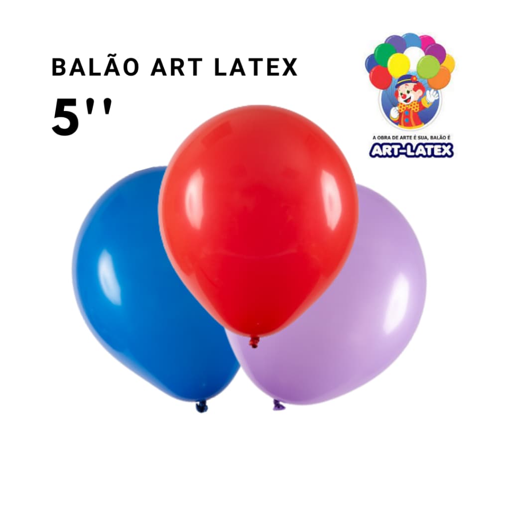 Balão Bexiga Redondo 5"  Diversas Cores – 50 Unid – Art Latex