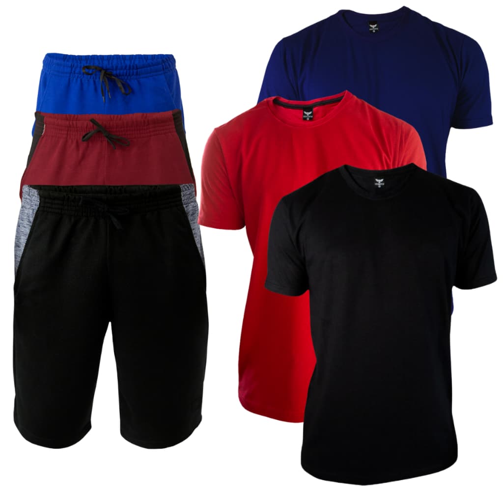 Conjunto 3 Bermudas Moletom Masculina Acamidia Treio E  3 Camiseta Básica Masculina Lisas Masculina Cores Sortidas Promoção