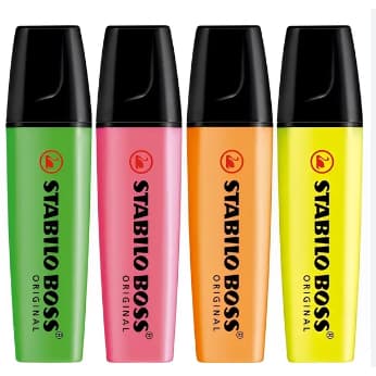 Marca Texto Boss Stabilo Kit C/4 Cores Neon.