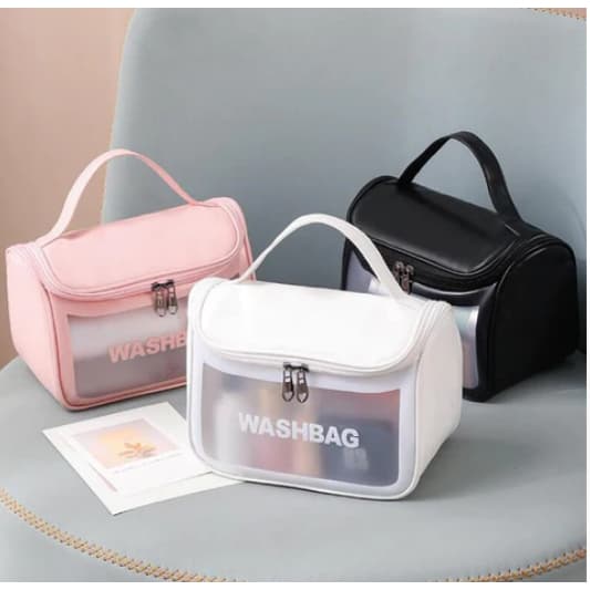 Bolsa Mala de Mão Organizadora Necessaire Transparente Impermeável Wahsbag Multiuso Maquiagem Viagem Remédios Com Zíper