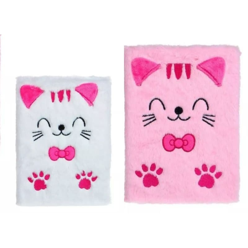 Caderno diário Gatinho pelúcia 20x15 40 folhas