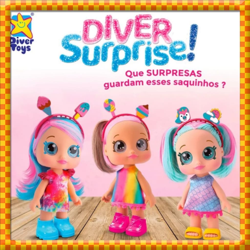 Boneca Diver Surprise vem com acessorios surpresa Divertoys