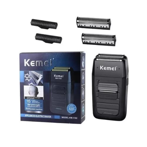 Barbeador Kemei Sem Fio Km-1102 Duas Laminas Cor Preto Voltagem 110v/240v