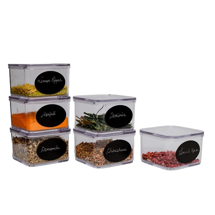 Kit porta temperos condimentos acrílico cozinha empalhável porta treco chá grãos