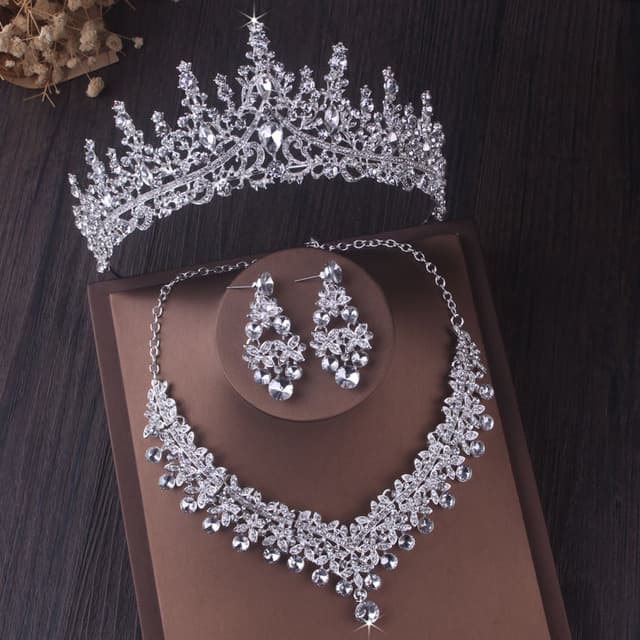 Kit Coroa Tiara Para Noiva Coroa Colar Brincos Luxo Casamento, Debutante