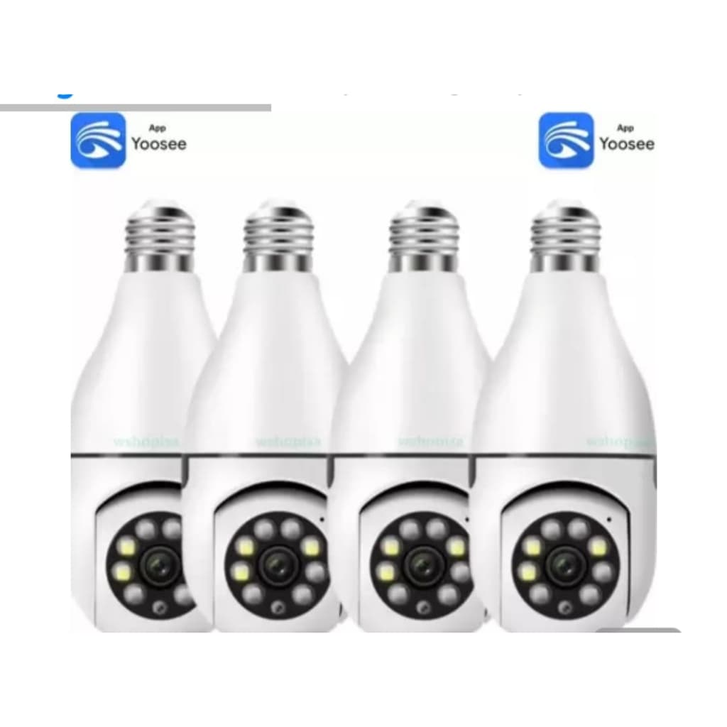 Kit 4 Câmera Ip Segurança Lampada E27 Panoramica Wifi 1080 - Camera Ip