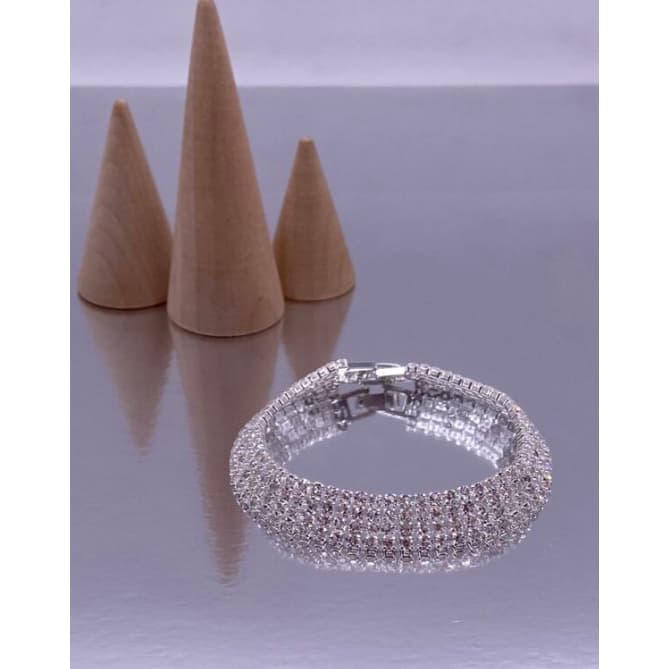 Pulseira Riviera Essentials 5 Fios Pedra de Cristal Zircônias Cravejadas C/ Fecho