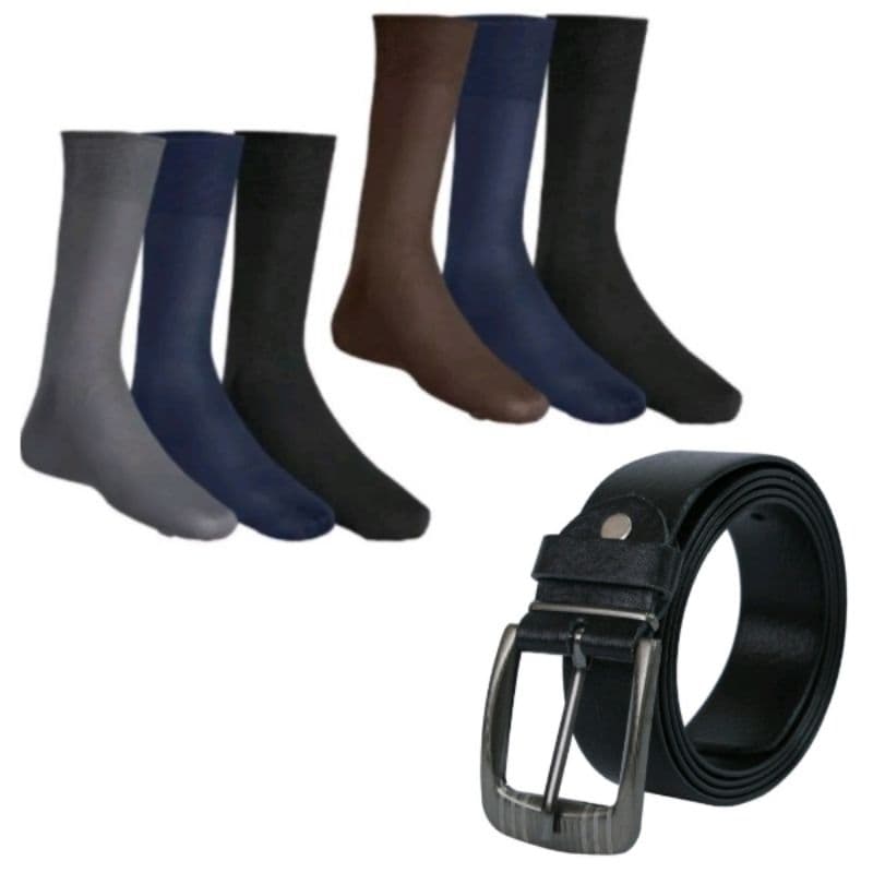 Kit 6 Pares De Meias Social Masculina + Cinto Pronta Entrega  Promoção