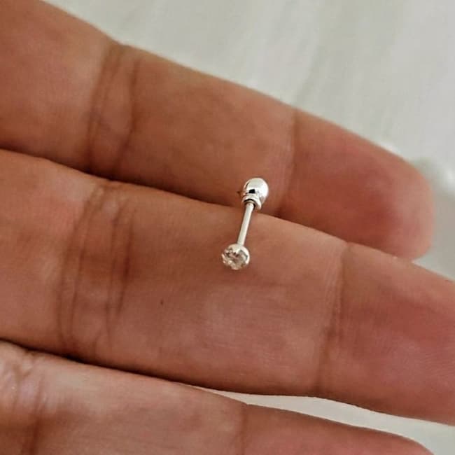 Piercing Tragus Com Pedrinha Prata 925 - PS00013