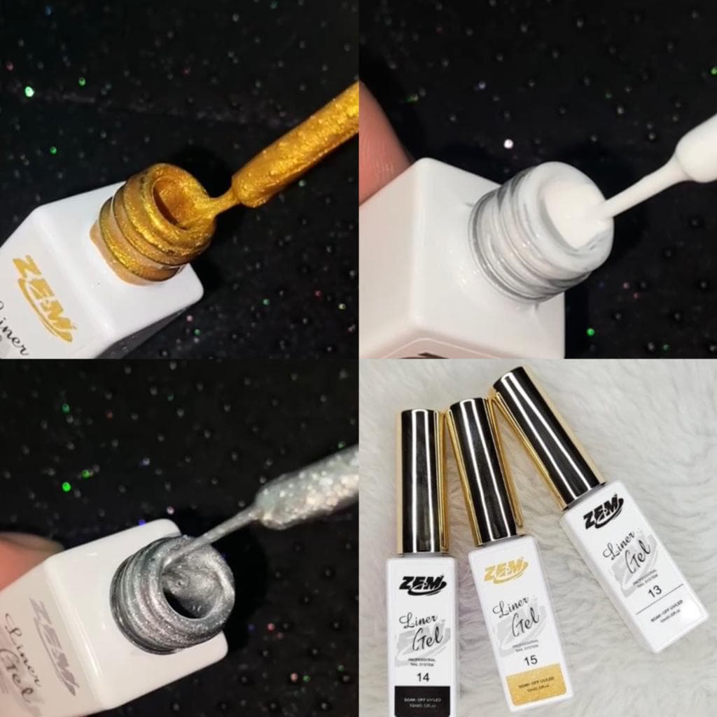 Kit c/12 Esmalte Zem 10ml Manicure Nails Art De Manicure DOURADO/PRATA/BRANCO
