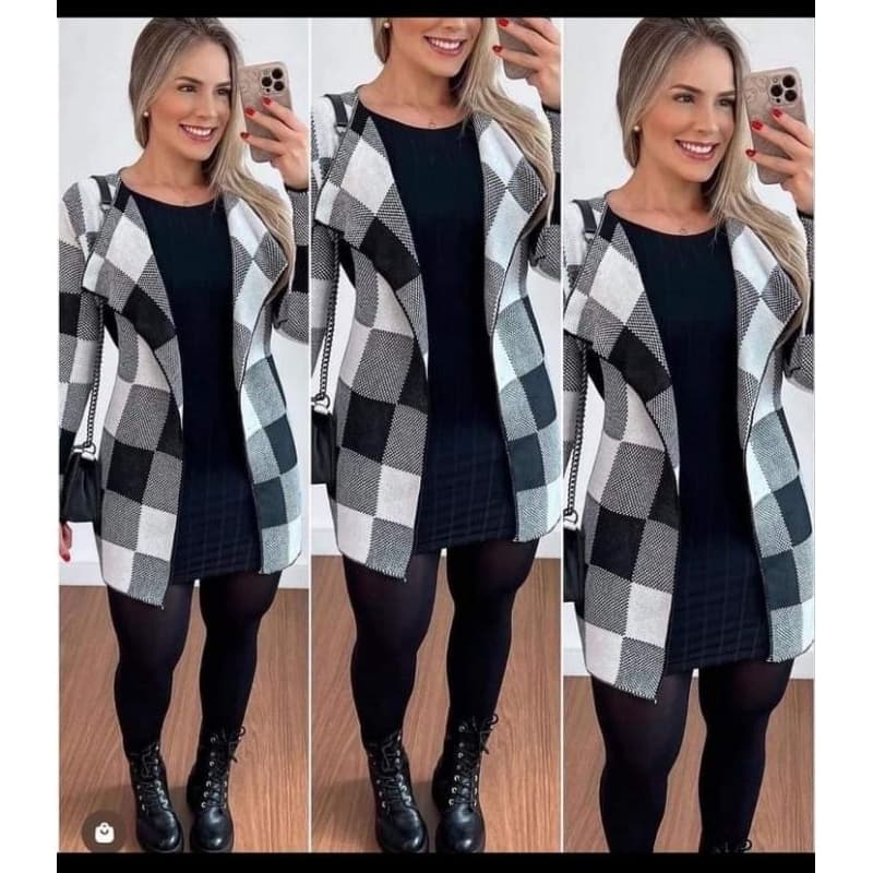 Kimono Xadrez!Super elegante, sempre na moda