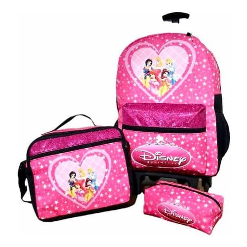 Kit Mochila De Rodinha Infantil Lancheira Estojo Escolar