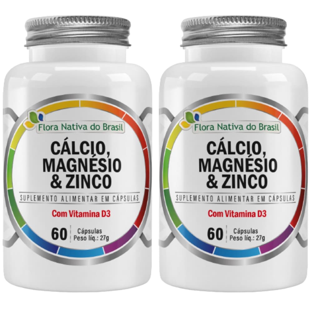 2 CMZ - Cálcio, Magnésio, Zinco, Vitamina D3 500mg 60 Caps