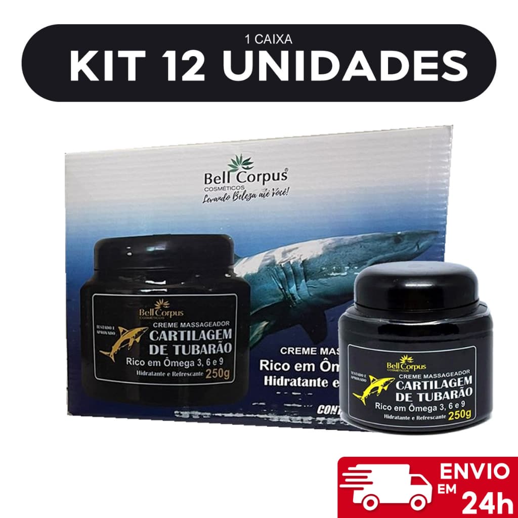 Kit 12 Cartilagem de Tubarão Pote 250g Bell Corpus Dores Musculares