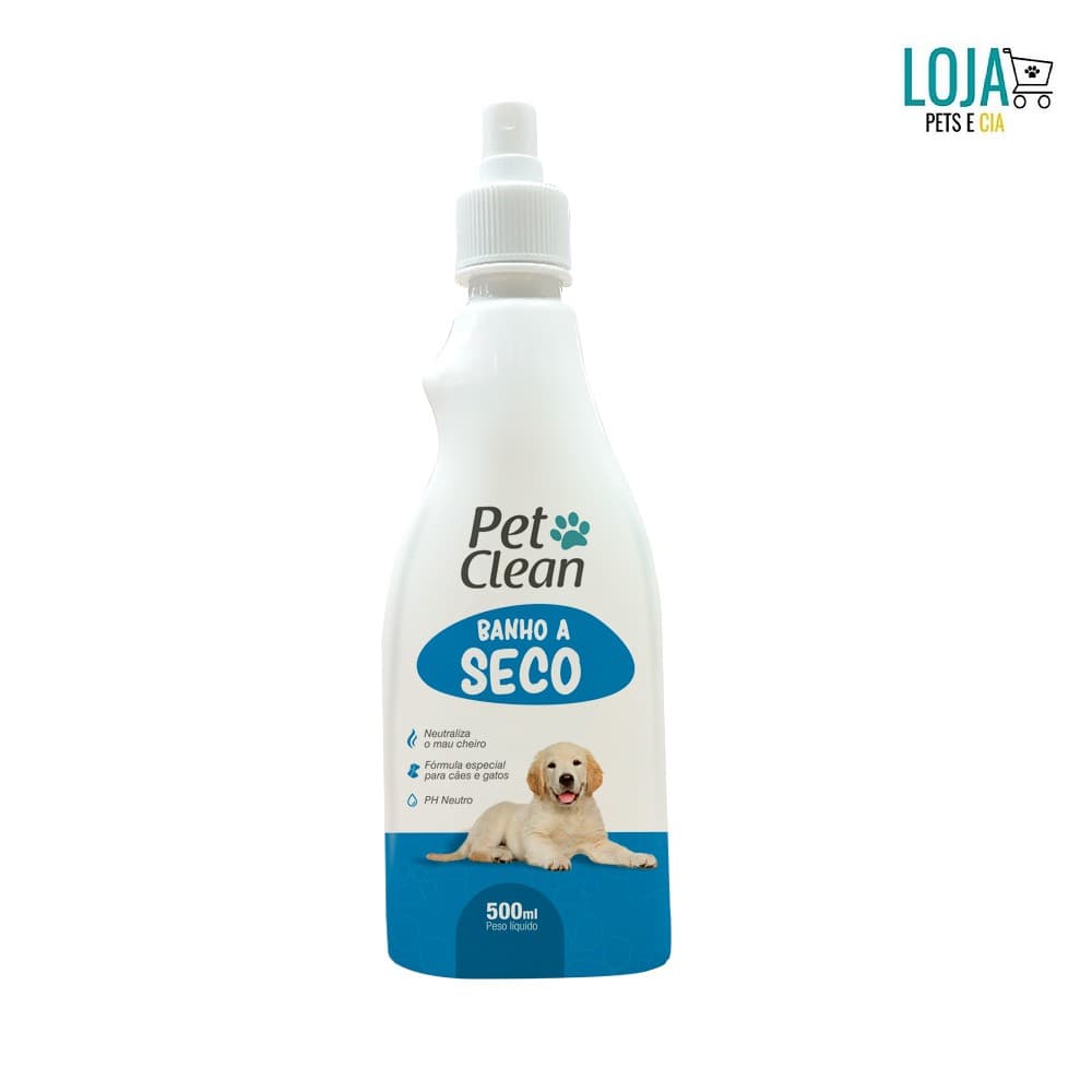 Banho a Seco Cachorro 500ml Pet Clean - Limpeza eficaz sem água para manter o pelo do seu pet sempre limpo e macio. Este produto é formulado com ingredientes naturais e ajuda a remover sujeiras e odores do pelo do seu cachorro sem precisar de água