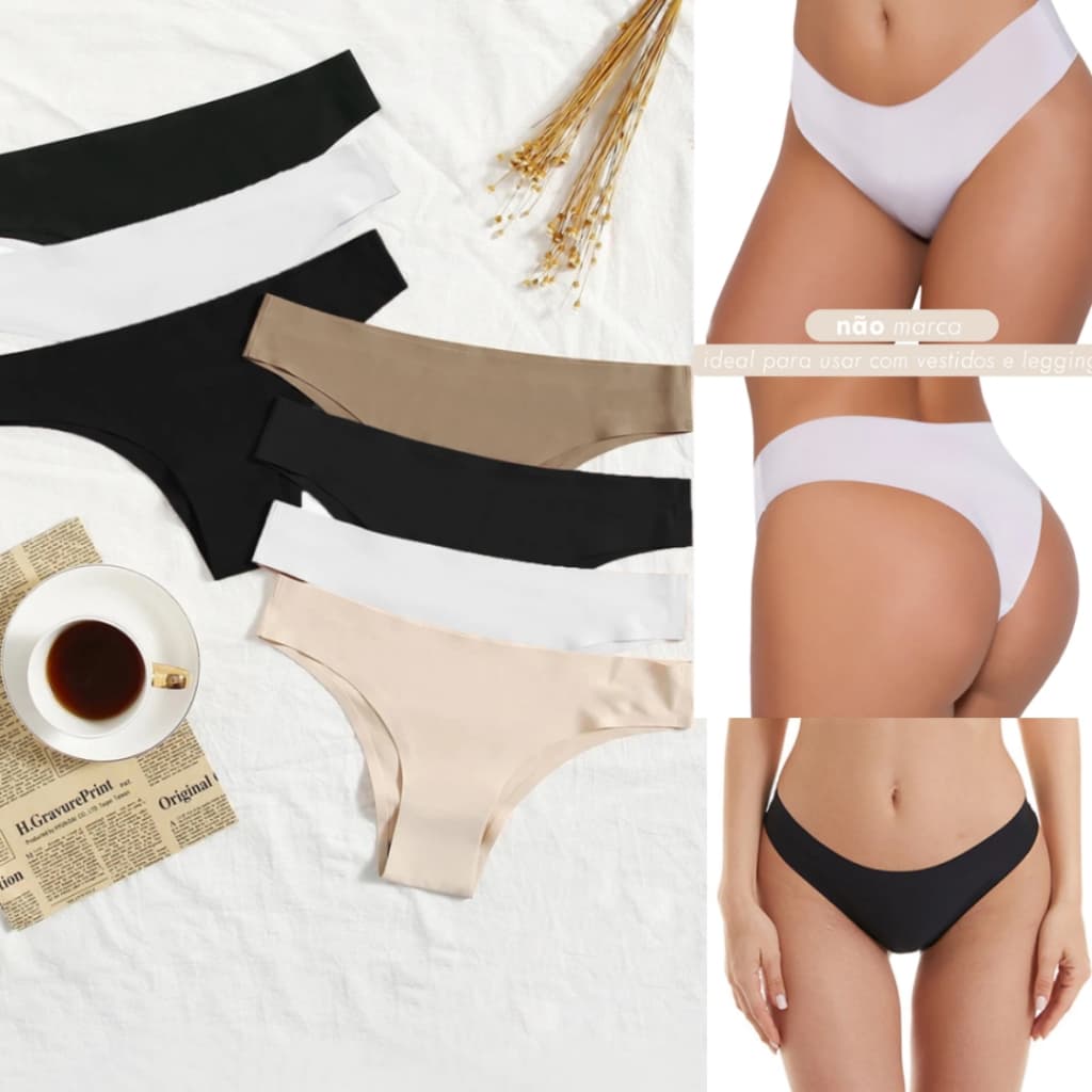 KIT 3 Calcinha Sem Costura Corte a Laser Não Marca Feminina Premium Conforto