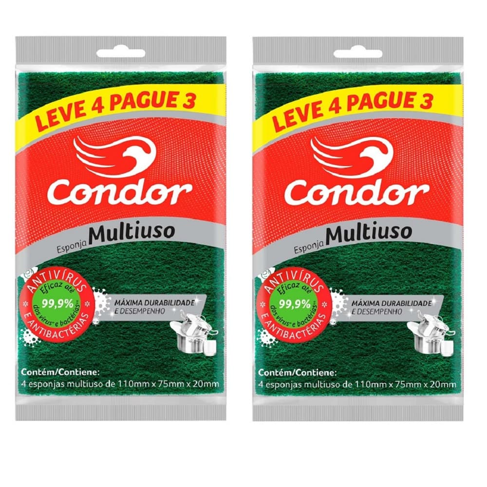 Kit 2 Esponja Condor Multiuso Leve 4 Pague 3 Unidades