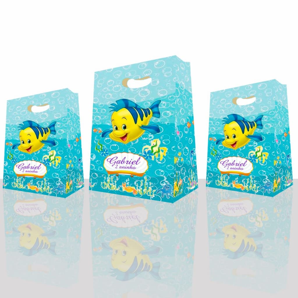 10 Sacolinhas Sereia Sacola Ariel Surpresa Aniversário Lembrancinhas Personalizadas