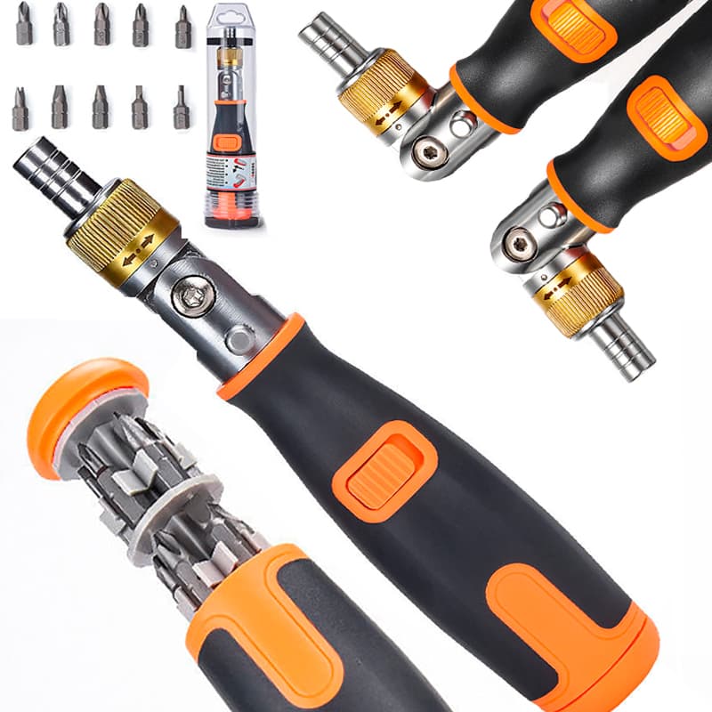 Kit Jogo Chave Catraca Dobravel 1/4 12 Pçs Bits Fenda Philips Torx Soquete