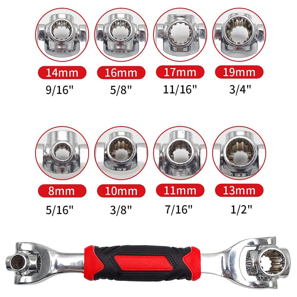 Chave de Boca Universal 48 Em 1 Combinada Multifuncional Soquete 360º Boca Pito Estrela Inglesa