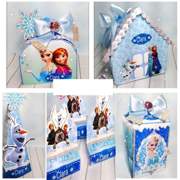 KIT 50 PEÇAS PERSONALIZADAS FROZEN - O KIT CONTÉM  15 maletas  - 15 casinhas-  10 milk - 10 cone