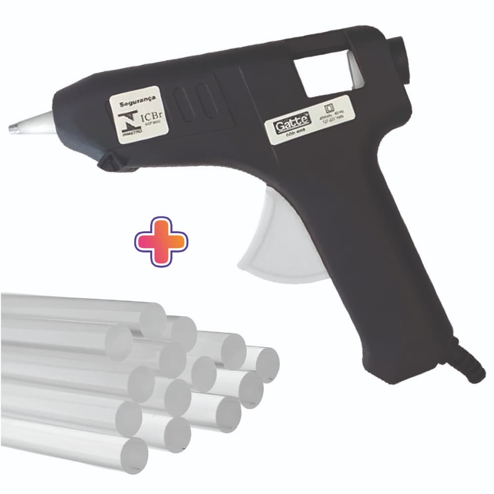 Kit Pistola De Cola Quente Grande (127-220v) + 10 Bastão De Cola Grossa 30cm