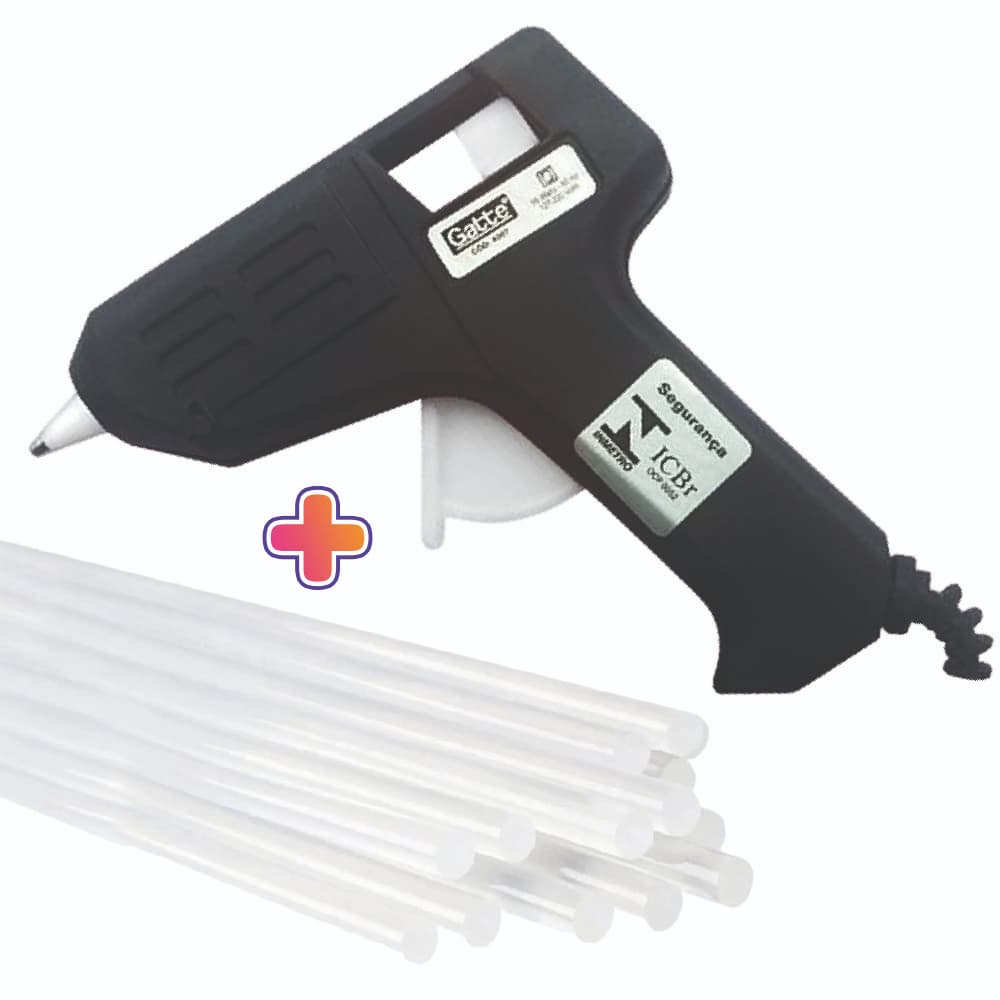 Kit Pistola De Cola Quente Pequena (127-220v) + 5 Bastão De Cola Fina 30cm