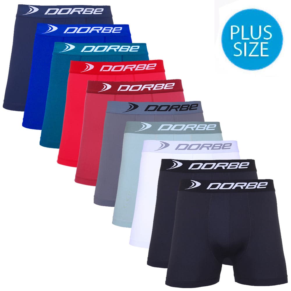 Kit 10 Cuecas Boxer Plus Size Microfibra Dorbe Não Enrola Original Masculina Cueca Box Plu Masculino