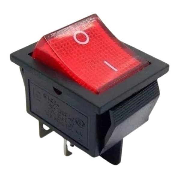 CHAVE KCD4 VERMELHA NEON COM LED LIGA / DESLIGA 4 POLOS