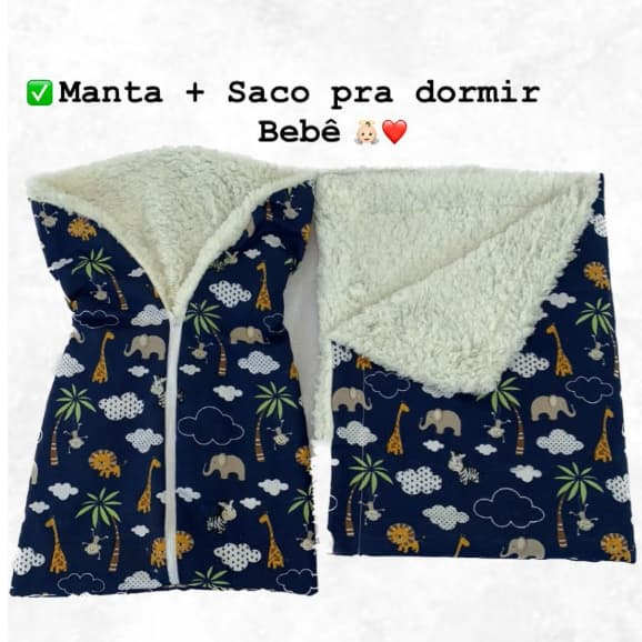 Kit Saco para dormir Bebê + Manta Sherpa 100%algodão