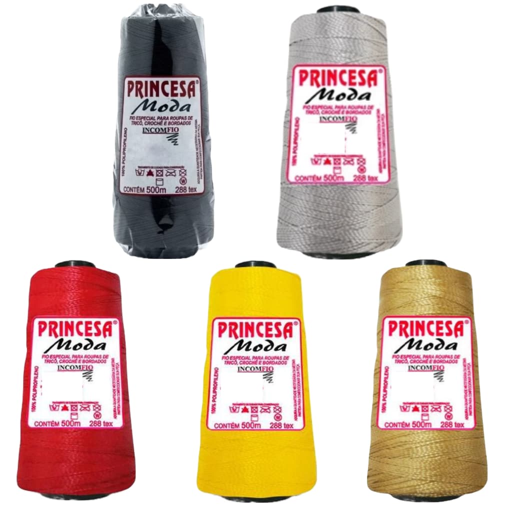 Kit 5 Linha Princesa Moda 500 Metros Fio Polipropileno Incomfio Crochê Trança Cabelo Nagô Amigurumi
