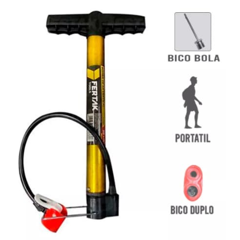 Bomba De Ar Encher Pneu Bicicleta Moto Carro Bola Portátil 30cm Fertak