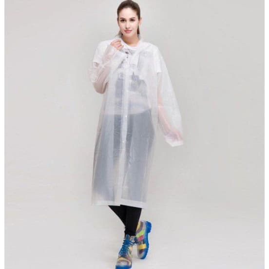 Capa de Chuva Grossa e Longa com Capuz Transparente Reforçada EPI Reutilizável Qualidade Premium