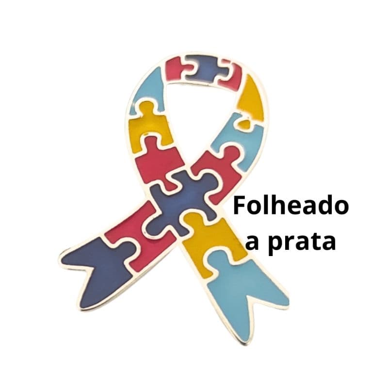 Broche laço quebra cabeças causa autista