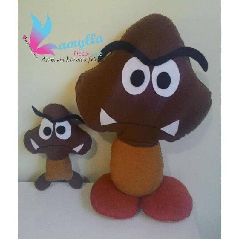 Goomba 30cm - Super Mário em feltro para decoração de festa