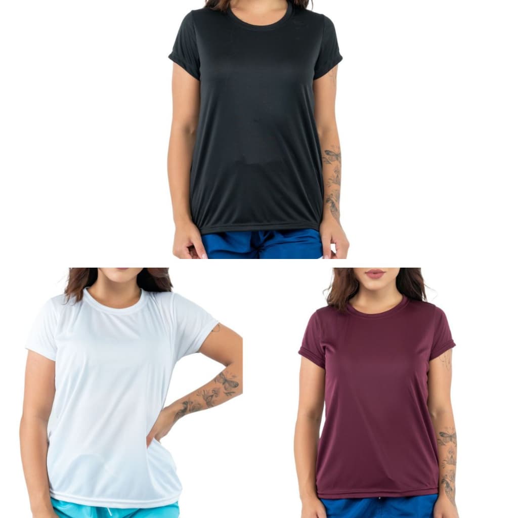 Kit 3 Camisetas Dry Fit Femininas Academia Treino Esportes