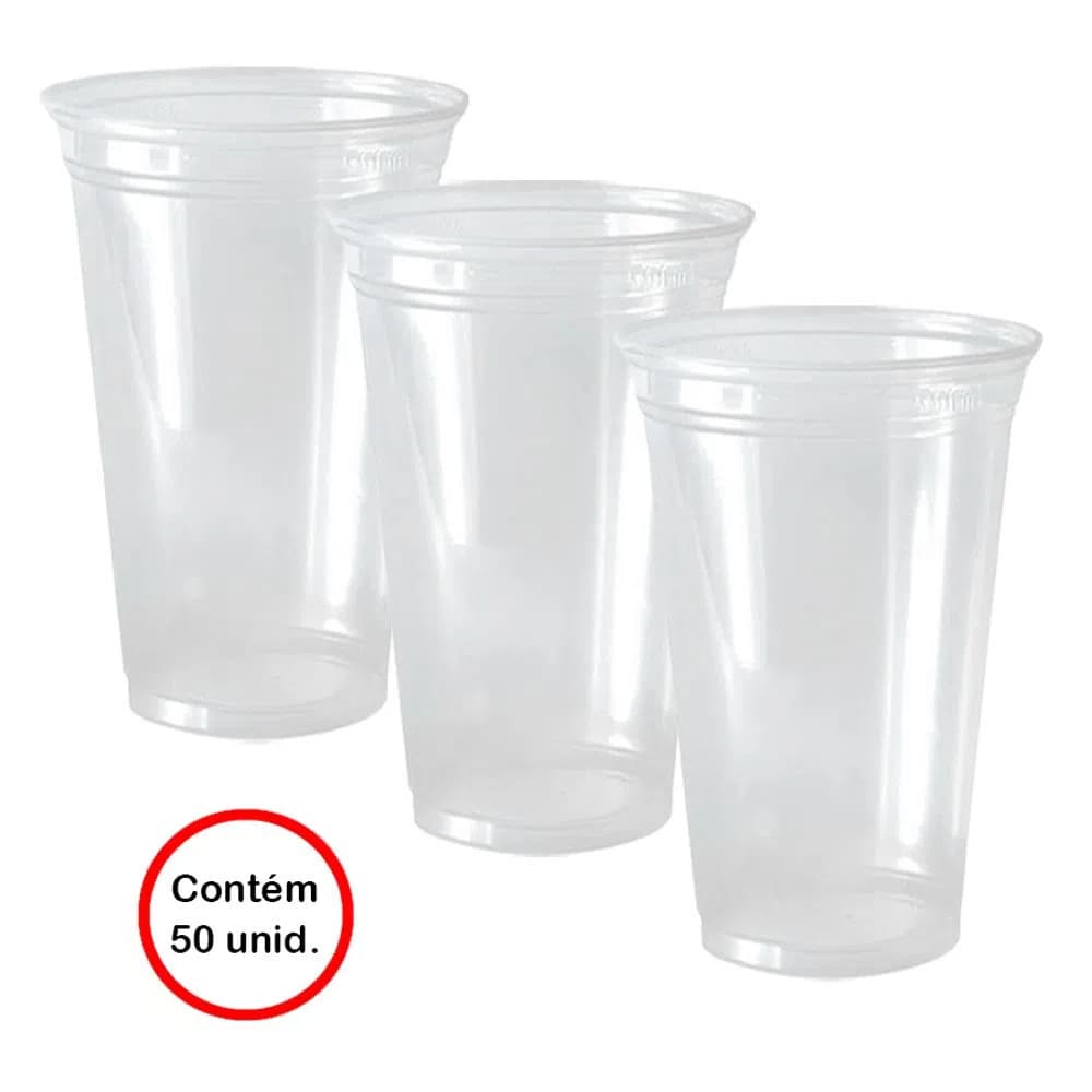 Kit 50 Copo Descartável Transparente PP 330ml Para Chopp Bebida Festa Aniversário