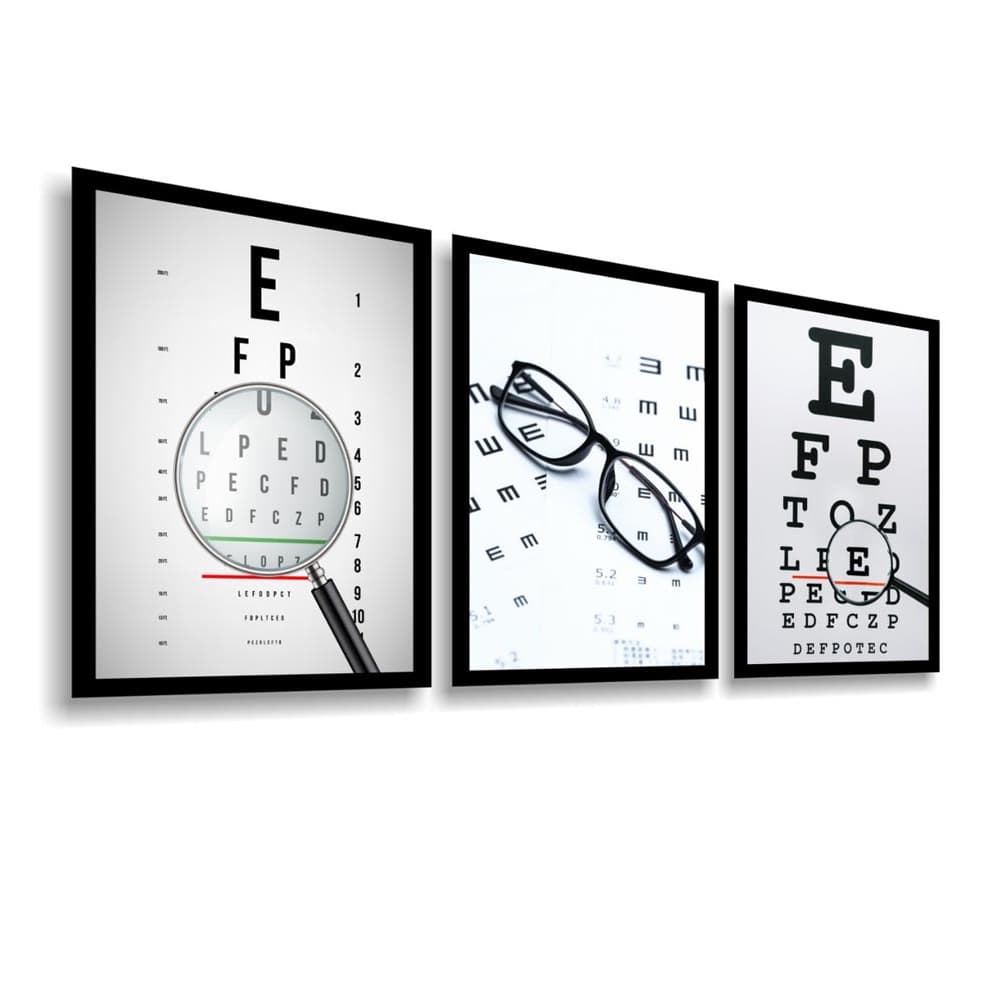 3 Quadros Decorativos Para Consultório Oftalmologia Recepção