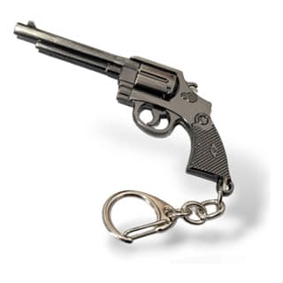 Chaveiro Arma Pistola Revolver Colt Metal Prata Miniatura PRESENTE