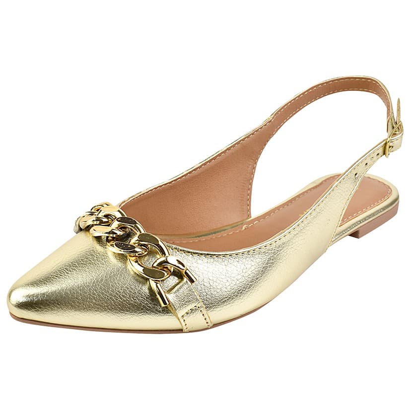 Sapatilha Feminino Aberta Donatella Shoes Slingback Rasteira Chinelo Verão Sandália Corrente