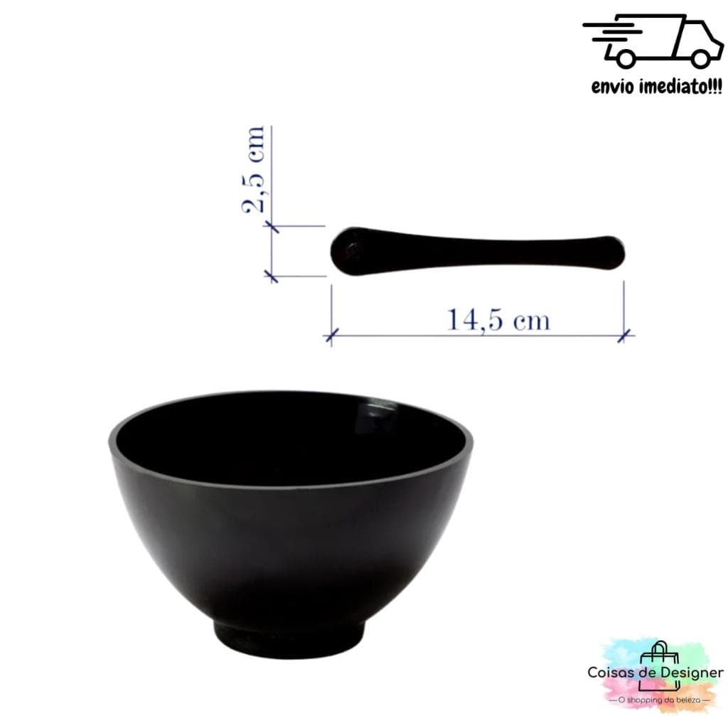 Cubeta Silicone Maleável M 350ml Preta com Espátula