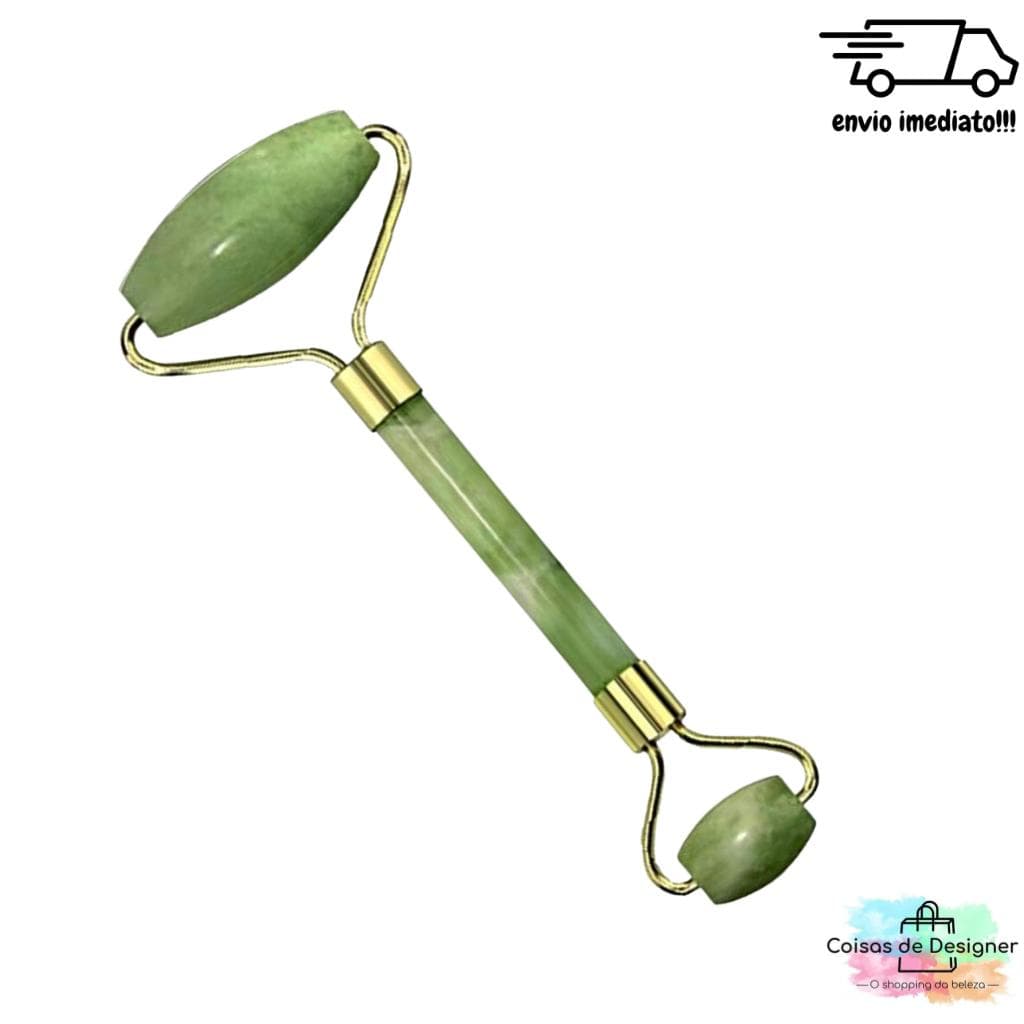 Rôlo Massageador Facial Pedra Jade Verde para Massagem Facial