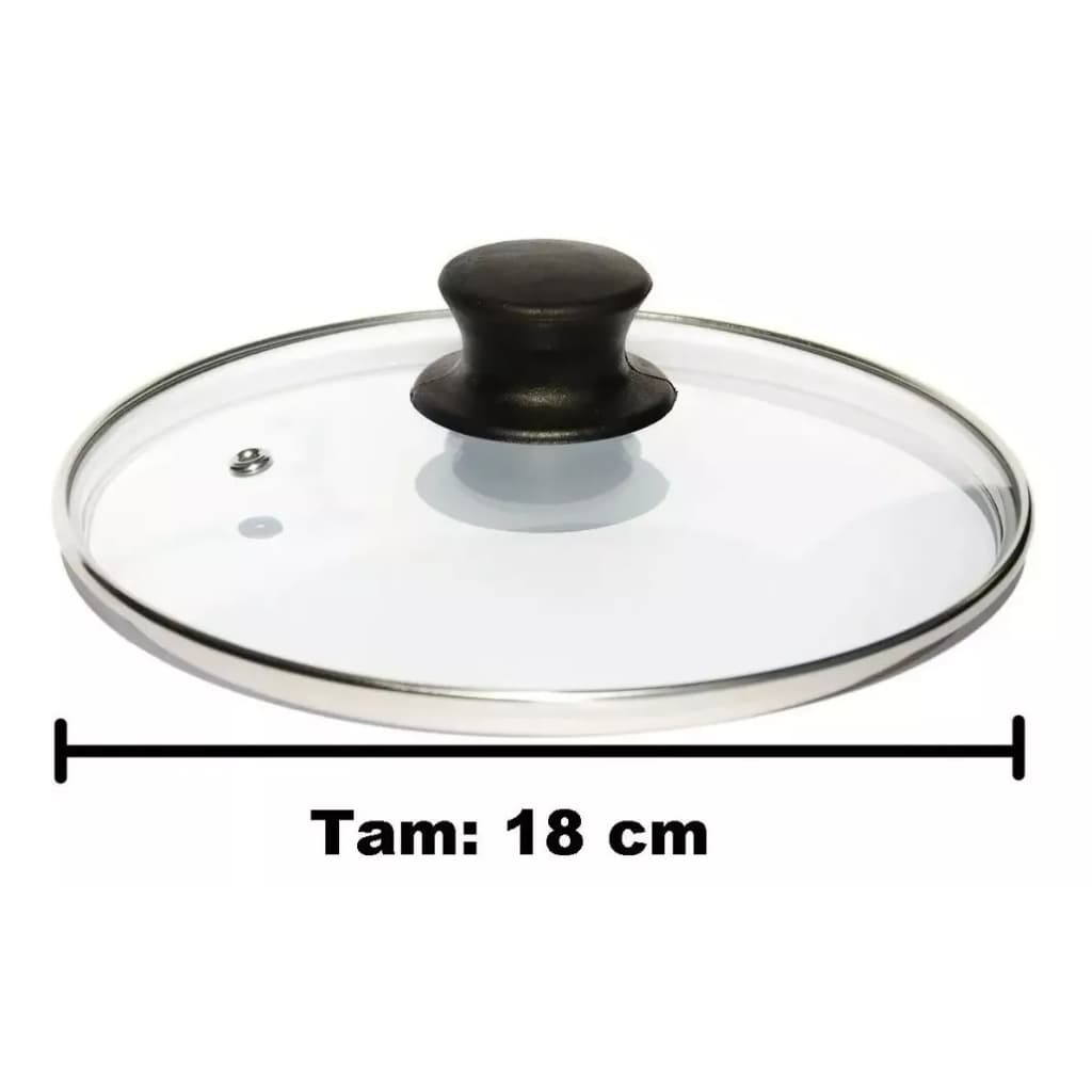 Tampa De Vidro Temperado 18 Cm Para Panelas E Frigideiras