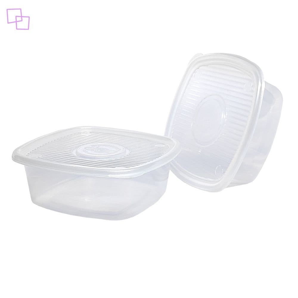 Conjunto 2 potes pop 2 litros com tampa transparente plástico resistente Plasútil