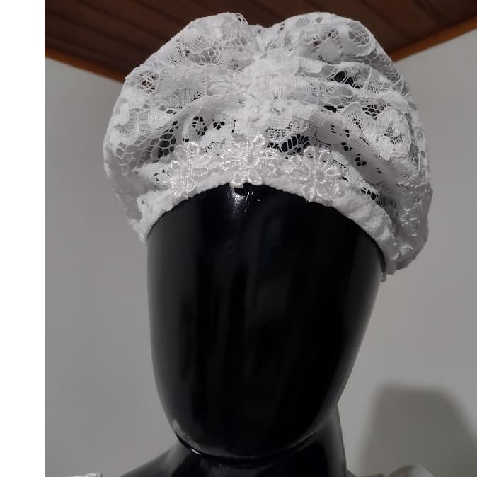 Touca / Turbante Feminina Umbanda Candomblé de Renda Branco