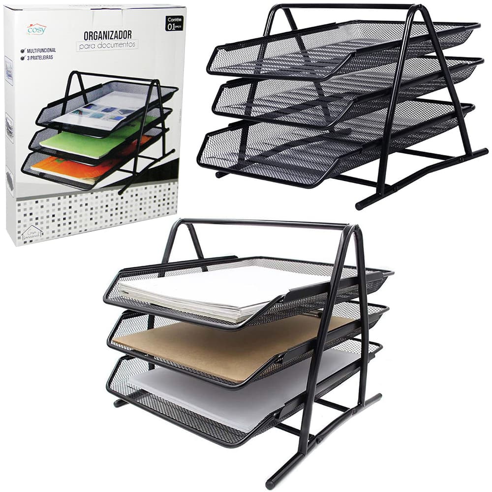 Organizador Mesa Escritorio Bandeja Documentos Papel Triplo